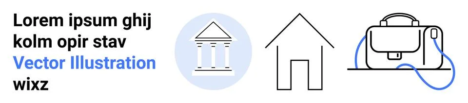 Professional Elements Greek Temple, House, and Bag for Web Design and Brandin イラスト素材
