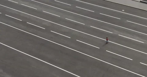 Professional elements on roller skates, freestyle. Aerial view, athlete doing bu Stock Footage 137536775