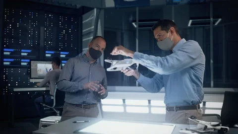 Professional Engineer and Designer Work on Future Concept Face Mask Prototype Video stock 139303794