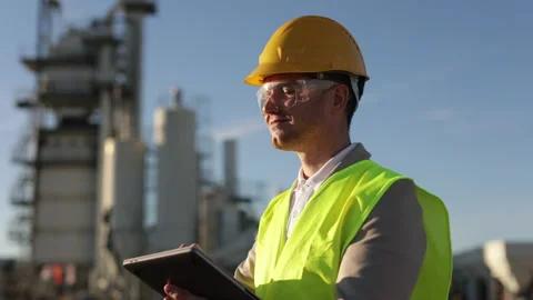 Professional engineer, a heavy industry worker, an inspector dressed in a 库存影片 230978362