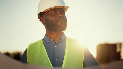 Professional engineer or developer examining drawings of new building, portrait Stock Footage 317806918