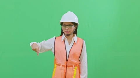 Professional Engineer Pointing Down to Call to Action Space Stock Footage 331856852