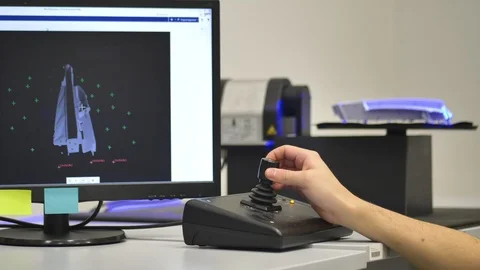Professional Engineer Scanning an Industrial Part on Modern 3D Scanner,CAD Model 動画素材 124580178