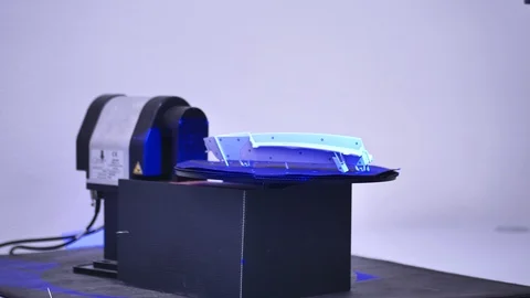 Professional Engineer Scanning on Modern 3D Scanner to Import 3D CAD Model to PC 動画素材 124580297