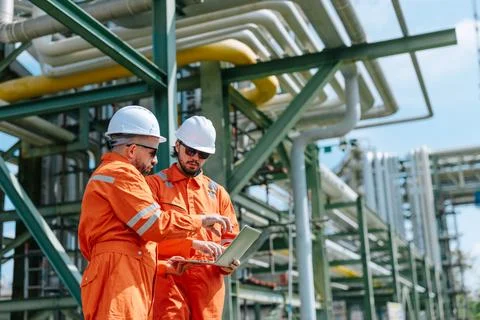 Professional Engineer Worker Working Service Maintenance Survey Oil and Gas.. Stock Photos