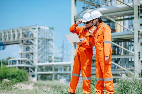 Professional Engineer Worker Working Service Maintenance Survey Oil and Gas.. Stock Photos
