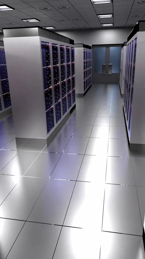 Professional Enterprise Data Center with Server Cabinets Stock Footage 329958982