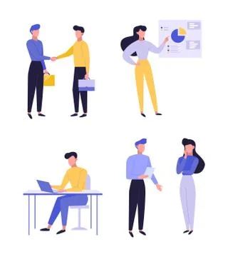 Professional entrepreneurship flat vector illustrations set. Businessmen Stock-Illustration