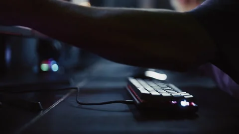 Professional Esports Player Preparing Computer Setup 動画素材 342127523