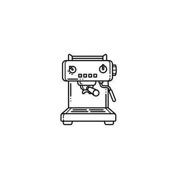 Professional espresso coffee machine line art icon on white background Stock Illustration
