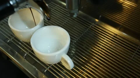 Professional espresso machine brewing a coffee. Stock Footage 55014811