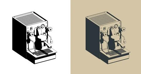 Professional espresso machine isometric illustrations Stock Illustration