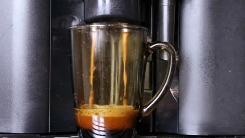Professional espresso machine preparing cappuccino coffee cup in a coffee shop Stock Footage 305348521