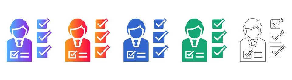 Professional Evaluation Icons Set Stock Illustration
