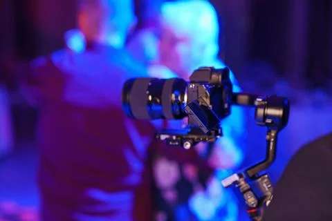Professional event filming with camera stabilizer 스톡 사진
