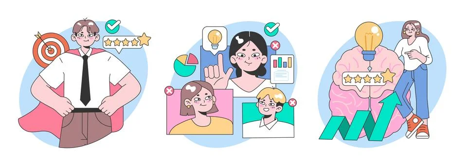 Professional Feedback set. Flat vector illustration. Illustrazione stock