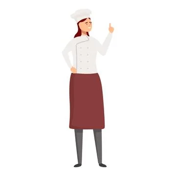 Professional female chef in uniform gesturing with her finger raised, isolated Stock Illustration
