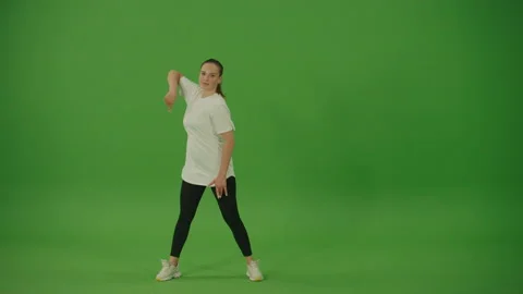 Professional Female Dancer Performing a Dance on a Green Screen Modern Lifestyle Stock Footage 224149839
