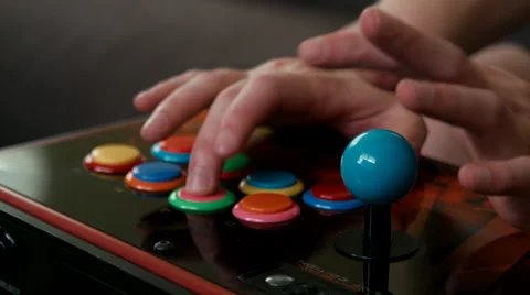Professional Fighting Game player using an arcade joystick to practice. Stock Footage 50166801