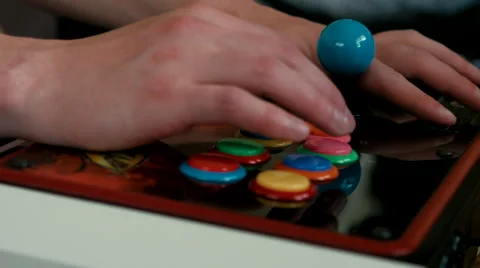 Professional Fighting Game player using an arcade joystick to practice. Stock Footage 50280740
