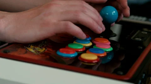 Professional Fighting Game player using an arcade joystick to practice. Stock Footage 50281088