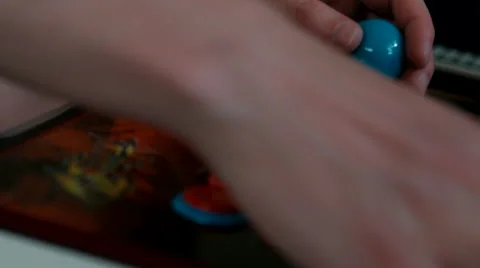 Professional Fighting Game player using an arcade joystick to practice. Stock Footage 50283280