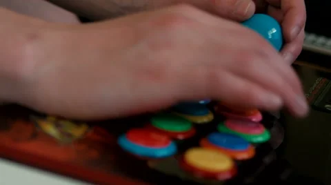 Professional Fighting Game player using an arcade joystick to practice. Video stock 50283572