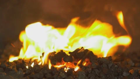 Professional fire for heating metal in forge Stockbeeldmateriaal 221722981