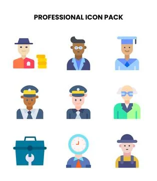 Professional Flat Design Icons Pack Stock Illustration