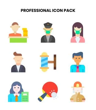 Professional Flat Graphics Icons Pack Illustrazione stock