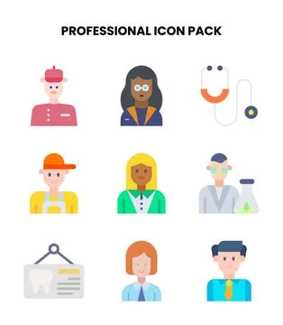 Professional Flat Icons Pack Stock Illustration
