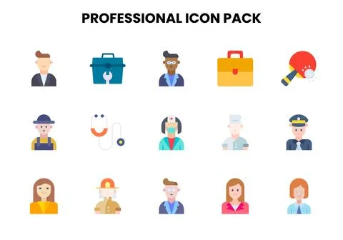 Professional Flat Icons Pack Stock Illustration