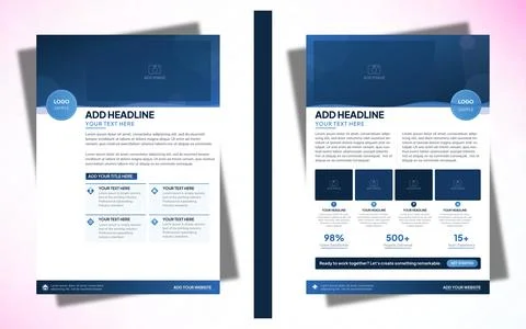 Professional Flyer A4 Template Set Vector Business Design Stock Illustration