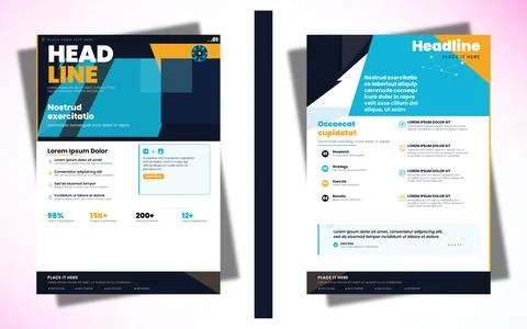 Professional Flyer Set Vector Corporate Marketing Design Stock Illustration