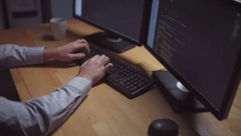 Professional freelance programmer working at home Stock Footage 75013165