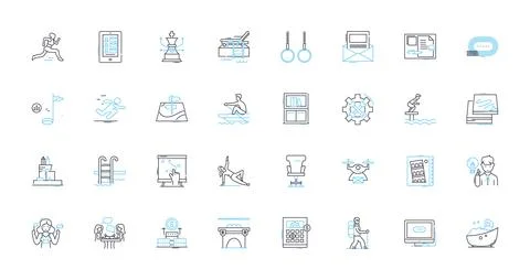 Professional getaway linear icons set. Escape, Retreat, Relaxation, Tranquility Stock Illustration