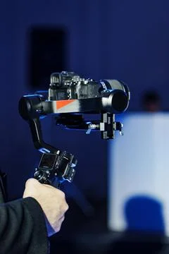 Professional gimbal stabilizer with camera Stock Photos