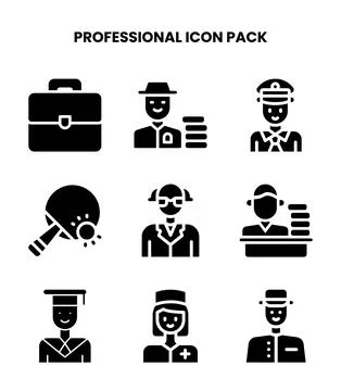 Professional Glyph Bundle Icons Pack Illustrazione stock