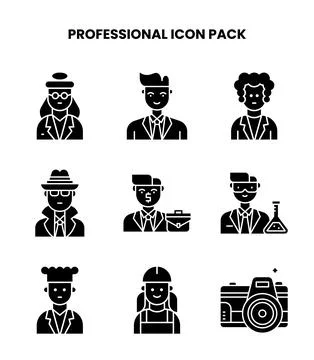 Professional Glyph Bundle Icons Pack Stock Illustration