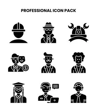 Professional Glyph Graphics Icons Pack Stock Illustration