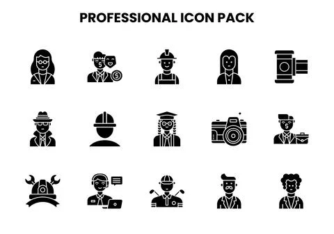 Professional Glyph Graphics Icons Pack Stock Illustration