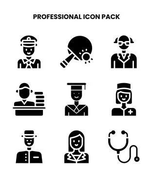 Professional Glyph Set Icons Pack Stock Illustration
