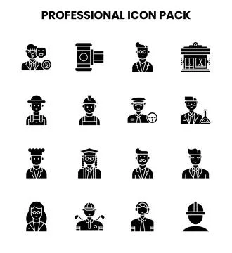 Professional Glyph Vector Icons Pack Stock Illustration