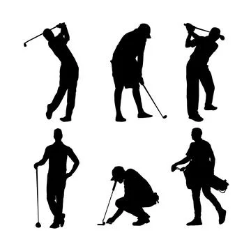 Professional golf player silhouettes Stock Illustration