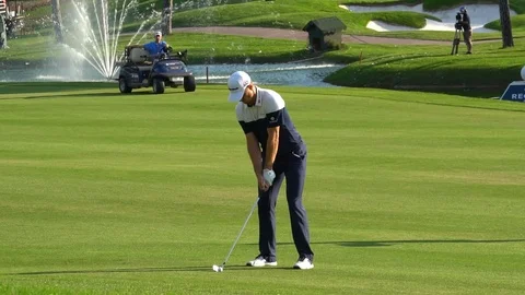 Professional Golfer On Golf Course Stock Footage