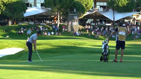 Professional Golfer Hitting The Ball Stock Footage 121619086