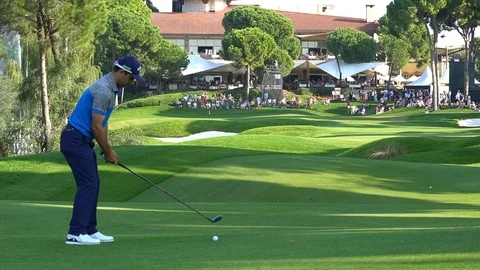 Professional Golfer Playing Golf, Golf Course Stock Footage 121918003