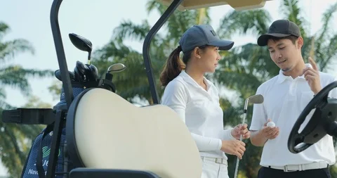 Professional golfer preparing to play golf at the golf course. Stock Footage 120111682