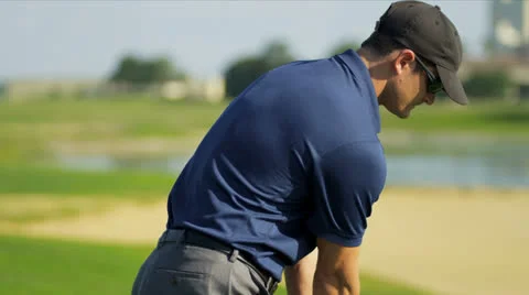 Professional Golfer Teeing Off Close Up Stock Footage 27150875