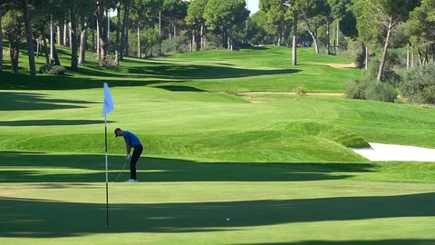 Professional Golfer Teeing Off Golf Course Fairway Stock Footage 121592585